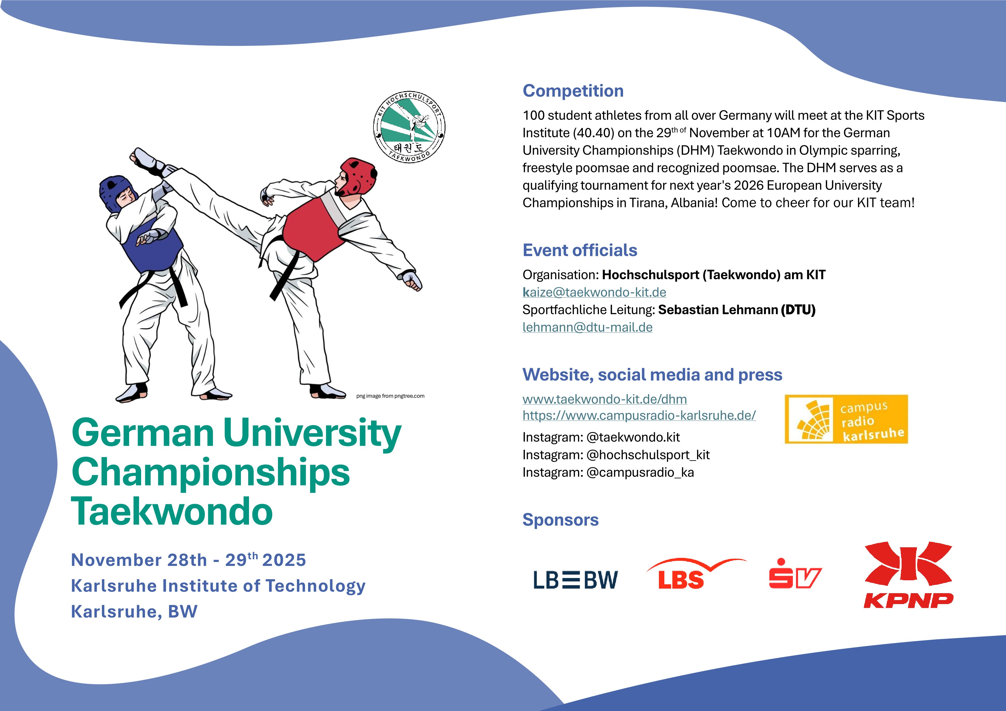 DHM Taekwondo 2025 KIT Karlsruhe – Veranstaltungsplakat